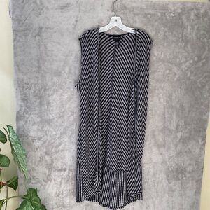 Lane Bryant Sleeveless Duster Cardigan  Women's Size 22/24 striped black / gray.